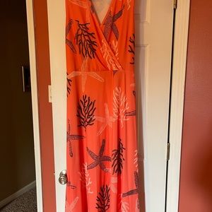 Coral Starfish Lily by Firmiano Maxi Dress
